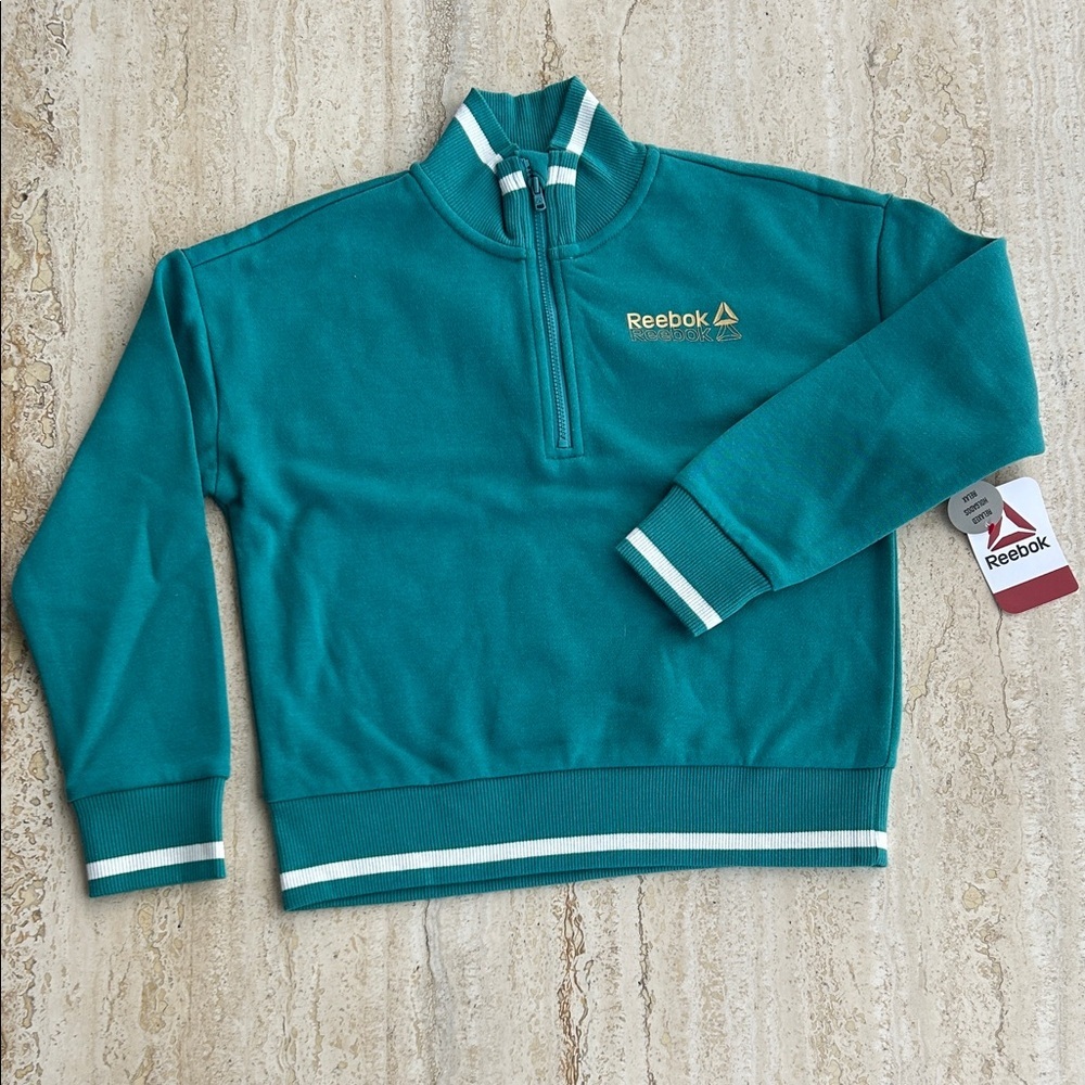 NEW 🆕 Reebok Kids Teal Zip-Up Sweater